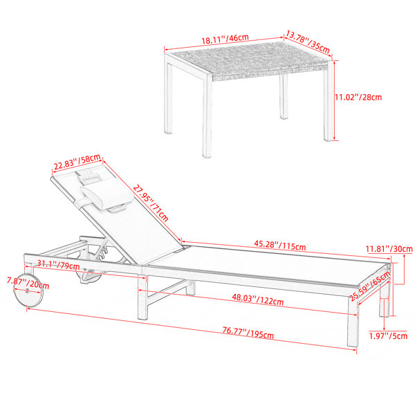 Purple Leaf 76.77'' Long Face Down Chaise Lounge & Reviews Wayfair